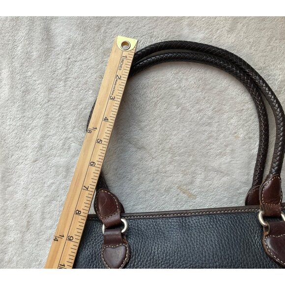 Vintage Brighton Black & Brown Leather Satchel Shoulder Bag Crock Embossed Y2K - Picture 4 of 16